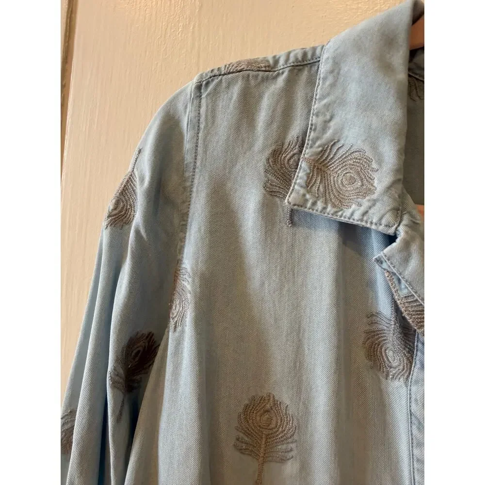 Soft Surroundings Paisley Park Embroidered Chambray Shirt Dress PM - Picture 6 of 8